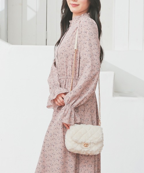 Honeys（ハニーズ）の「キルティングファーバッグ（ショルダーバッグ・レディース・アイボリー/グレー/レオパード/ピンク・FREE）」の7枚目の写真