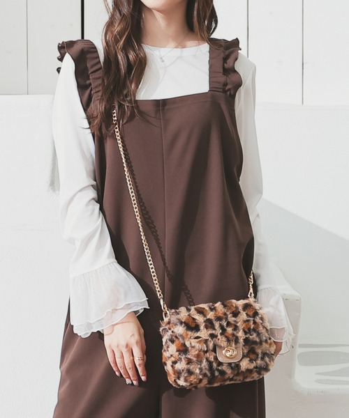 Honeys（ハニーズ）の「キルティングファーバッグ（ショルダーバッグ・レディース・アイボリー/グレー/レオパード/ピンク・FREE）」の10枚目の写真