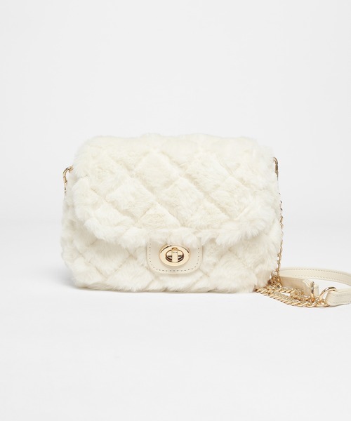 Honeys（ハニーズ）の「キルティングファーバッグ（ショルダーバッグ・レディース・アイボリー/グレー/レオパード/ピンク・FREE）」の12枚目の写真