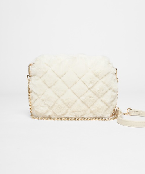 Honeys（ハニーズ）の「キルティングファーバッグ（ショルダーバッグ・レディース・アイボリー/グレー/レオパード/ピンク・FREE）」の13枚目の写真