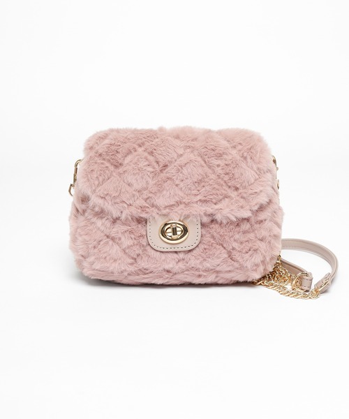 Honeys（ハニーズ）の「キルティングファーバッグ（ショルダーバッグ・レディース・アイボリー/グレー/レオパード/ピンク・FREE）」の15枚目の写真