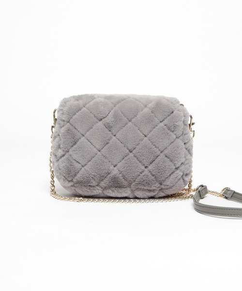 Honeys（ハニーズ）の「キルティングファーバッグ（ショルダーバッグ・レディース・アイボリー/グレー/レオパード/ピンク・FREE）」の19枚目の写真