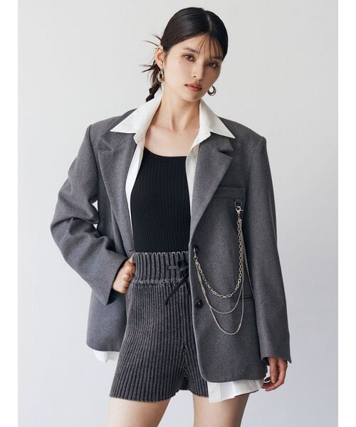 MURUA（ムルーア）の「カラーアタッチメントジャケット（テーラードジャケット・レディース・その他1/グレー・FREE）」の9枚目の写真