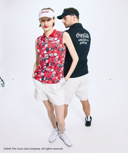 セール】コカ・コーラ ALLプリント レディースNSシャツ（ポロシャツ