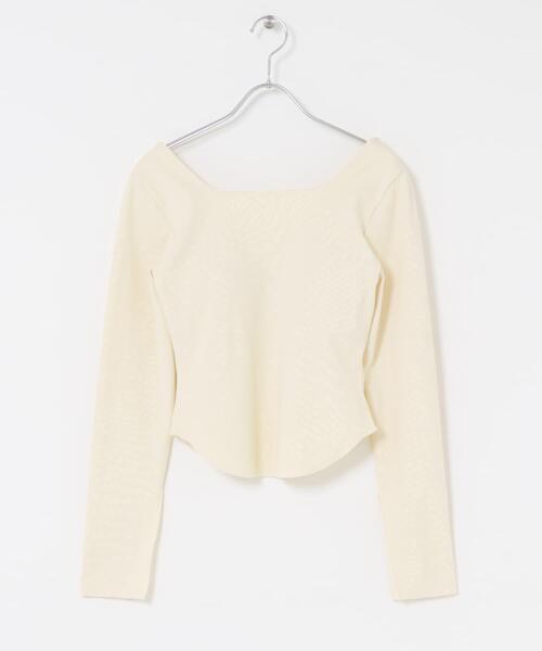 KBF（ケイビーエフ）の「バックオープンカップ付ロンTEE（Tシャツ/カットソー・レディース・オートミール/アイボリー/チャコールグレー・ONE）」の9枚目の写真