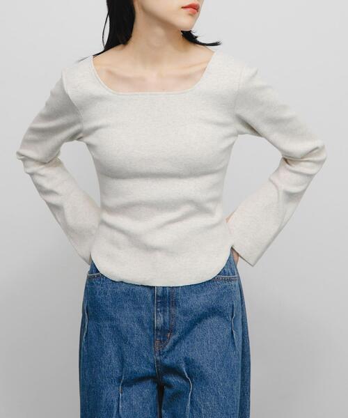 KBF（ケイビーエフ）の「バックオープンカップ付ロンTEE（Tシャツ/カットソー・レディース・オートミール/アイボリー/チャコールグレー・ONE）」の11枚目の写真