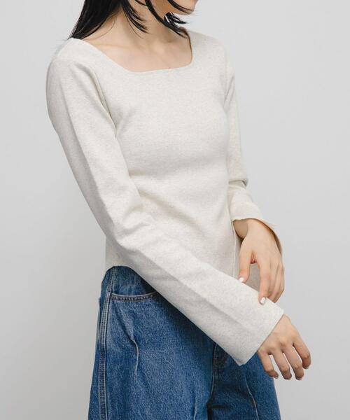 KBF（ケイビーエフ）の「バックオープンカップ付ロンTEE（Tシャツ/カットソー・レディース・オートミール/アイボリー/チャコールグレー・ONE）」の12枚目の写真