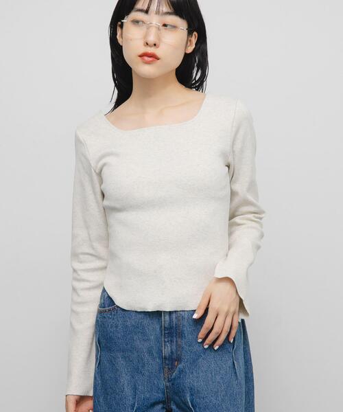 KBF（ケイビーエフ）の「バックオープンカップ付ロンTEE（Tシャツ/カットソー・レディース・オートミール/アイボリー/チャコールグレー・ONE）」の13枚目の写真