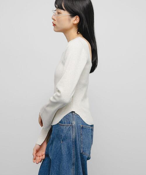 KBF（ケイビーエフ）の「バックオープンカップ付ロンTEE（Tシャツ/カットソー・レディース・オートミール/アイボリー/チャコールグレー・ONE）」の14枚目の写真