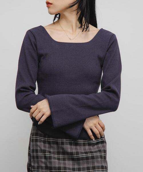 KBF（ケイビーエフ）の「バックオープンカップ付ロンTEE（Tシャツ/カットソー・レディース・オートミール/アイボリー/チャコールグレー・ONE）」の19枚目の写真