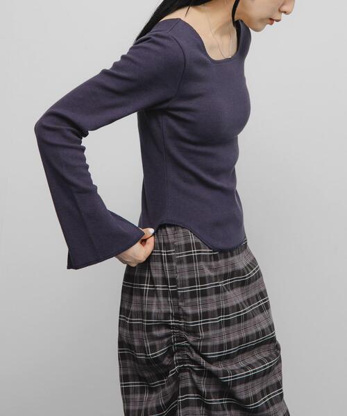 KBF（ケイビーエフ）の「バックオープンカップ付ロンTEE（Tシャツ/カットソー・レディース・オートミール/アイボリー/チャコールグレー・ONE）」の21枚目の写真