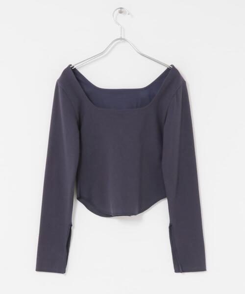 KBF(ケイビーエフ)の「バックオープンカップ付ロンTEE(Tシャツ/カットソー・レディース・オートミール/アイボリー/チャコールグレー・ONE)」の15枚目の写真