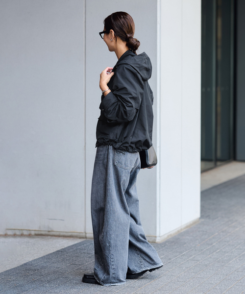 FRAMeWORK(フレームワーク)の「≪洗濯機洗い可≫撥水メモリーウェザーHOODIEブルゾン(その他アウター・レディース・ブラウン/ブラック・36/38)」の15枚目の写真