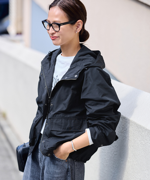 FRAMeWORK(フレームワーク)の「≪洗濯機洗い可≫撥水メモリーウェザーHOODIEブルゾン(その他アウター・レディース・ブラウン/ブラック・36/38)」の11枚目の写真