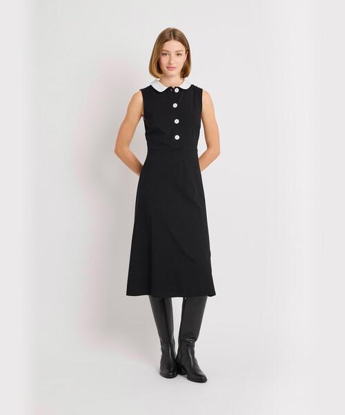 agnes b.（アニエスベー）の「コットンジャージー ノースリーブ ワンピース ”Adele”（ワンピース・レディース・ブラック・1/3/2）」の2枚目の写真