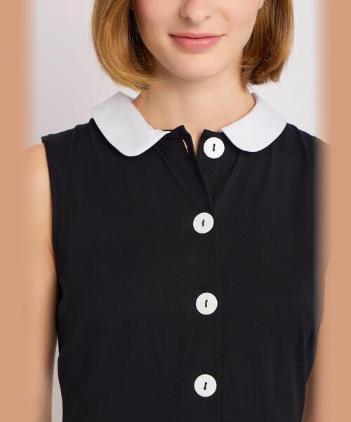 agnes b.（アニエスベー）の「コットンジャージー ノースリーブ ワンピース ”Adele”（ワンピース・レディース・ブラック・1/3/2）」の5枚目の写真