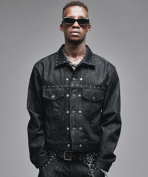 ANDER HUNK(A_[nN)Studs Design Rigid Denim Jacket / X^bYfUCWbhfjWPbg(fjWPbg)