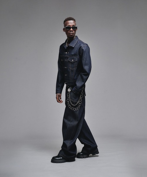 ANDER HUNK（アンダーハンク）の「Studs Design Rigid Denim Jacket / スタッズデザインリジッドデニムジャケット（デニムジャケット・メンズ・インディゴブルー/ブラック/ブラック系その他・SMALL/MEDIUM/LARGE）」の22枚目の写真