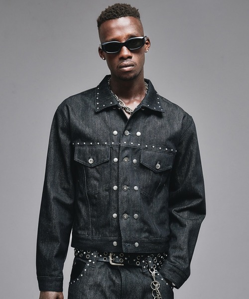 ジャケット・アウター ANDER HUNK StudsDesignRigid Denim Jacket Studs Design Rigid Denim Jacket / スタッズデザインリジッドデニム
