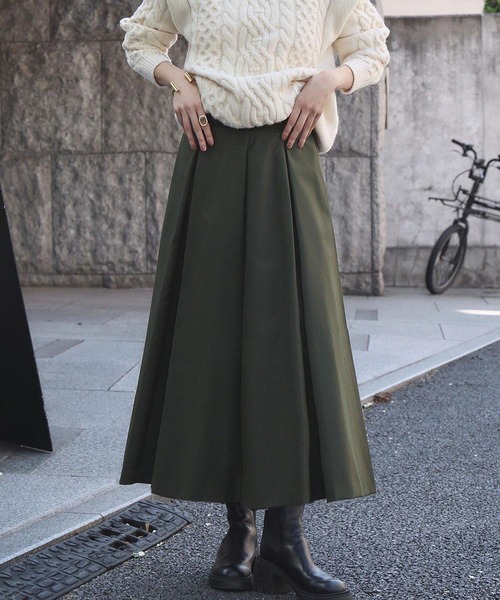 プリーツロングスカート 黒とオリーブグリーン スカート プリーツ プリーツスカート ロング レディース 洗える マキシ