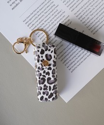 RiNc（リンク）の「【 BARELY BLUE / ベアリーブルー 】 レオパード リップケース ミラー キーホルダー（キーホルダー）」