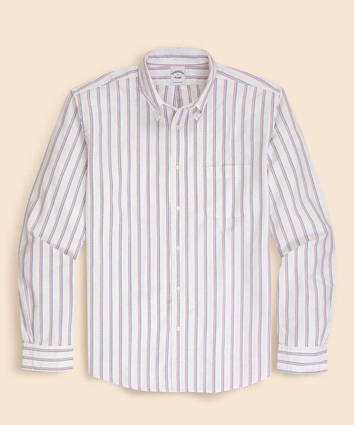 BROOKS BROTHERS(ブルックスブラザーズ)の「コットンオックスフォード ストライプ フライデーシャツ(シャツ/ブラウス・メンズ・ブルー/ピンク/イエロー/ホワイト/パープル・X-SMALL/X-LARGE/MEDIUM/SMALL/LARGE)」の2枚目の写真