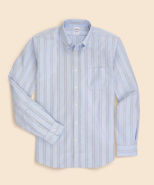 BROOKS BROTHERS(ブルックスブラザーズ)の「コットンオックスフォード ストライプ フライデーシャツ(シャツ/ブラウス・メンズ・ブルー/ピンク/イエロー/ホワイト/パープル・X-SMALL/X-LARGE/MEDIUM/SMALL/LARGE)」の3枚目の写真