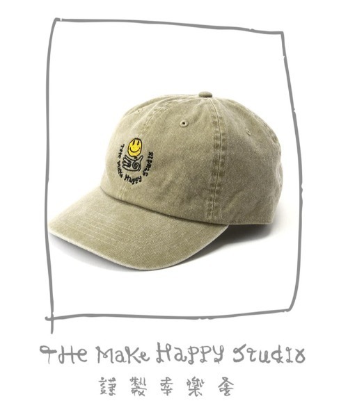 The Make Happy Studio（ザメイクハッピーストゥディオ）の「The Make Happy Studio/ザメイクハッピーストゥディオ/SMILE CAP（キャップ・メンズ・ベージュ/グレー系その他3/モスグリーン・F）」の2枚目の写真