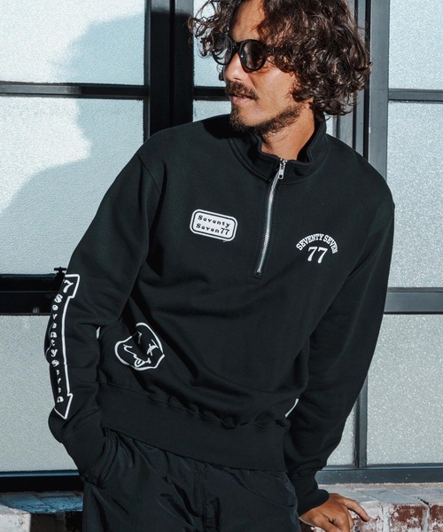 seventy seven（セブンティセブン）の「msw1771-middle onz half zip sweat shirt(25W) スウェット(7725W230)（スウェット・メンズ・アッシュ/ホワイト/ブラック・XL/L/M）」の2枚目の写真