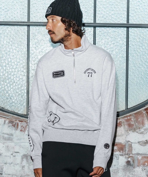 seventy seven（セブンティセブン）の「msw1771-middle onz half zip sweat shirt(25W) スウェット(7725W230)（スウェット・メンズ・アッシュ/ホワイト/ブラック・XL/L/M）」の5枚目の写真