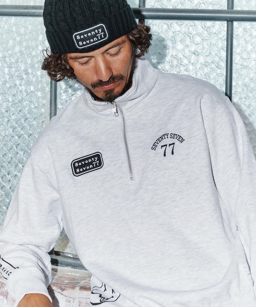 seventy seven（セブンティセブン）の「msw1771-middle onz half zip sweat shirt(25W) スウェット(7725W230)（スウェット・メンズ・アッシュ/ホワイト/ブラック・XL/L/M）」の6枚目の写真