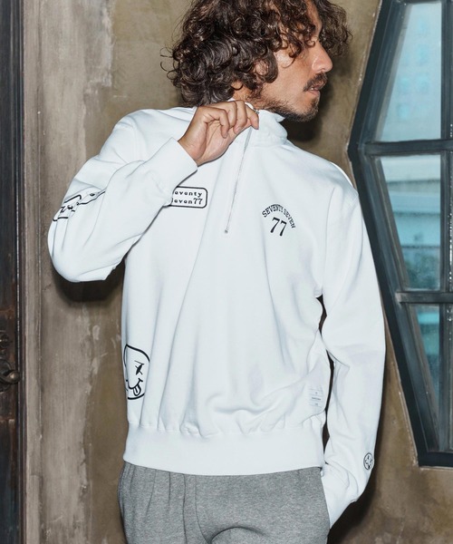 seventy seven（セブンティセブン）の「msw1771-middle onz half zip sweat shirt(25W) スウェット(7725W230)（スウェット・メンズ・アッシュ/ホワイト/ブラック・XL/L/M）」の10枚目の写真