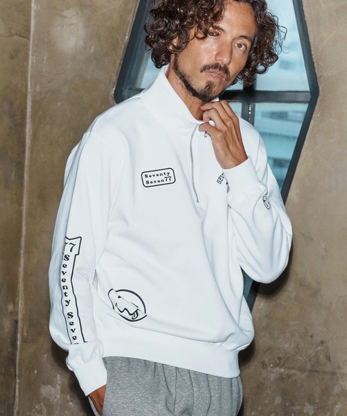 seventy seven（セブンティセブン）の「msw1771-middle onz half zip sweat shirt(25W) スウェット(7725W230)（スウェット・メンズ・アッシュ/ホワイト/ブラック・XL/L/M）」の11枚目の写真