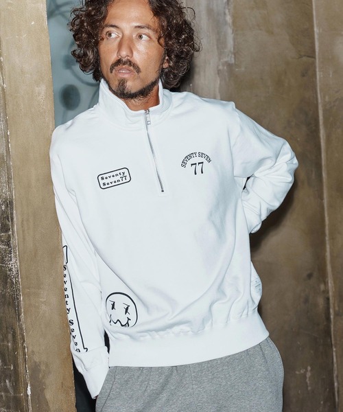 seventy seven（セブンティセブン）の「msw1771-middle onz half zip sweat shirt(25W) スウェット(7725W230)（スウェット・メンズ・アッシュ/ホワイト/ブラック・XL/L/M）」の12枚目の写真