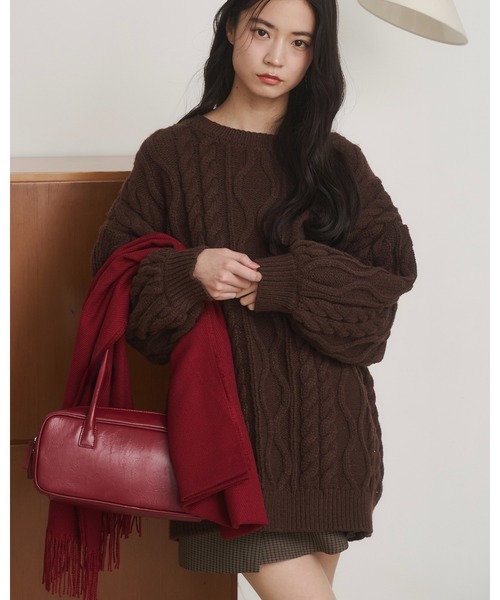 moi tytto（モイテュット）の「バックオープンニットPO（ニット/セーター・レディース・ナチュラル/ブラック/レッド/ブラウン・FREE）」の2枚目の写真