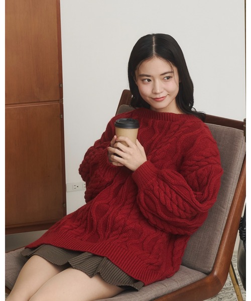 moi tytto（モイテュット）の「バックオープンニットPO（ニット/セーター・レディース・ナチュラル/ブラック/レッド/ブラウン・FREE）」の4枚目の写真