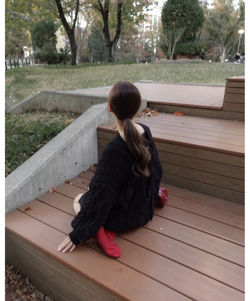 moi tytto（モイテュット）の「バックオープンニットPO（ニット/セーター・レディース・ナチュラル/ブラック/レッド/ブラウン・FREE）」の8枚目の写真