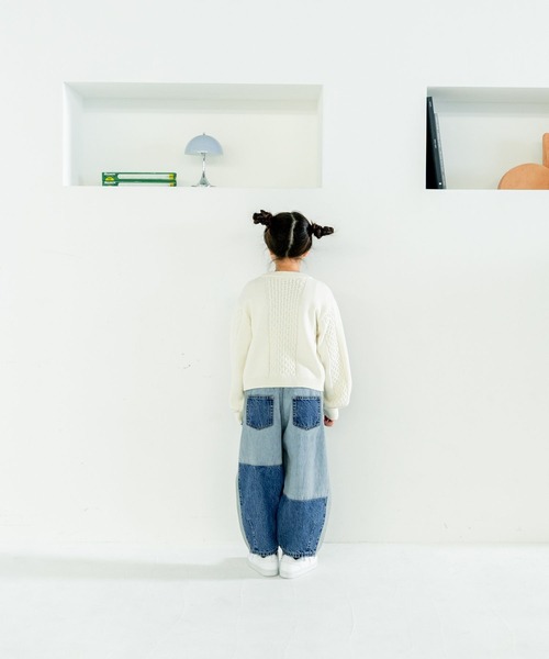 LOWRYS FARM（ローリーズファーム）の「フラワーシシュウニット　583716（カーディガン/ボレロ・キッズ・アイボリー/ネイビー・140cm/130cm/120cm/110cm/150cm）」の4枚目の写真