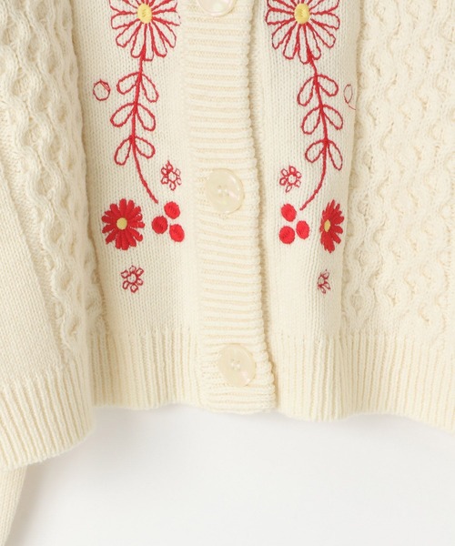 LOWRYS FARM（ローリーズファーム）の「フラワーシシュウニット　583716（カーディガン/ボレロ・キッズ・アイボリー/ネイビー・140cm/130cm/120cm/110cm/150cm）」の10枚目の写真