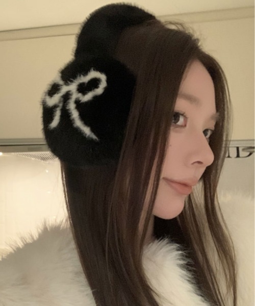セール】リボン フェイク ファー イヤーマフ（イヤーマフ