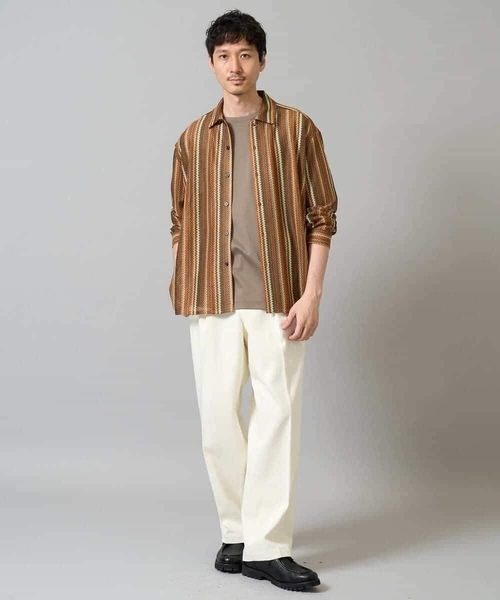 a.v.v(アーヴェヴェ)の「【洗濯機で洗える】ラッセルレースワイドシルエットシャツ(シャツ/ブラウス・メンズ・グリーン/オレンジ・46/48)」の3枚目の写真