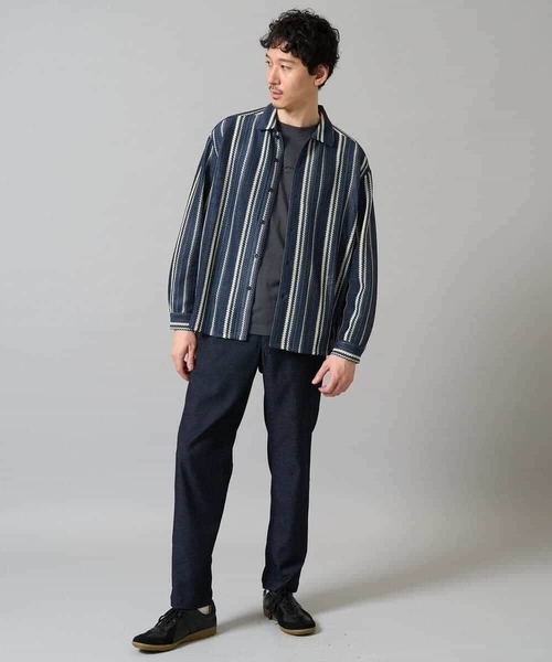 a.v.v(アーヴェヴェ)の「【洗濯機で洗える】ラッセルレースワイドシルエットシャツ(シャツ/ブラウス・メンズ・グリーン/オレンジ・46/48)」の7枚目の写真