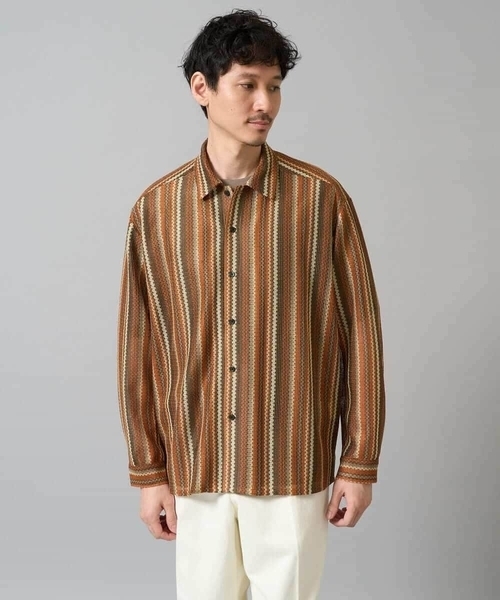 a.v.v(アーヴェヴェ)の「【洗濯機で洗える】ラッセルレースワイドシルエットシャツ(シャツ/ブラウス・メンズ・グリーン/オレンジ・46/48)」の12枚目の写真