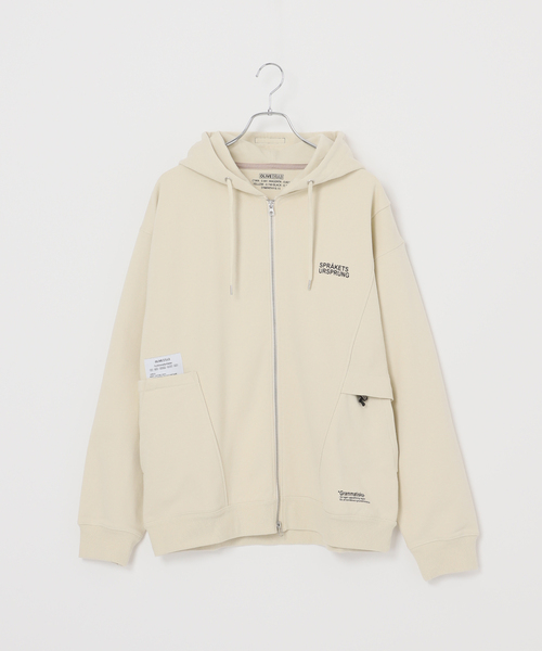 B.C STOCK(ベーセーストック)の「【OLIVEDRAB/オリーブドラブ】キャリーポケット ジップパーカー(パーカー・メンズ・グレー/ブラック/アイボリー・MEDIUM/LARGE)」の1枚目の写真