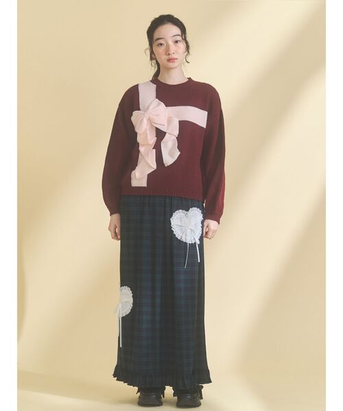 merry jenny（メリージェニー）の「プレゼントリボンニット（ニット/セーター・レディース・ピンク/ボルドー/アイボリー/ブルー・FREE）」の5枚目の写真