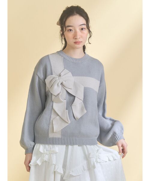 merry jenny（メリージェニー）の「プレゼントリボンニット（ニット/セーター・レディース・ピンク/ボルドー/アイボリー/ブルー・FREE）」の7枚目の写真