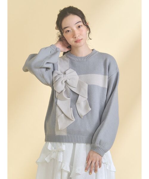 merry jenny（メリージェニー）の「プレゼントリボンニット（ニット/セーター・レディース・ピンク/ボルドー/アイボリー/ブルー・FREE）」の8枚目の写真