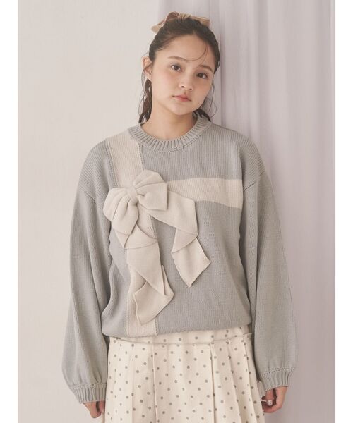 merry jenny（メリージェニー）の「プレゼントリボンニット（ニット/セーター・レディース・ピンク/ボルドー/アイボリー/ブルー・FREE）」の11枚目の写真