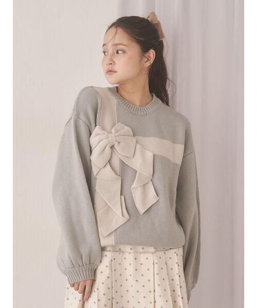 merry jenny（メリージェニー）の「プレゼントリボンニット（ニット/セーター・レディース・ピンク/ボルドー/アイボリー/ブルー・FREE）」の13枚目の写真