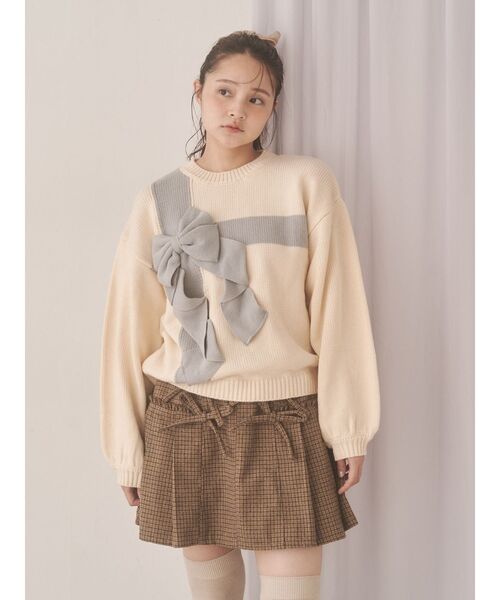 merry jenny（メリージェニー）の「プレゼントリボンニット（ニット/セーター・レディース・ピンク/ボルドー/アイボリー/ブルー・FREE）」の15枚目の写真